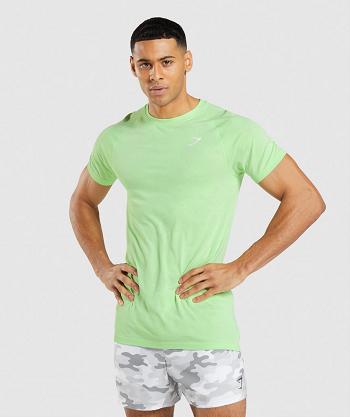 T Shirts Męskie Gymshark Geo Seamless Zielone Białe | PL 3884VRW